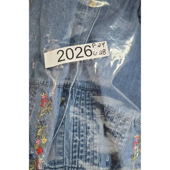 Denim Shirt 1X Floral Embroidery Long Sleeve Button Down cottagecore boho casual - Picture 8 of 8
